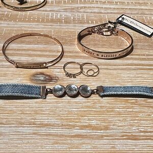 BCBGeneration Gold and Denim Bracelet Set